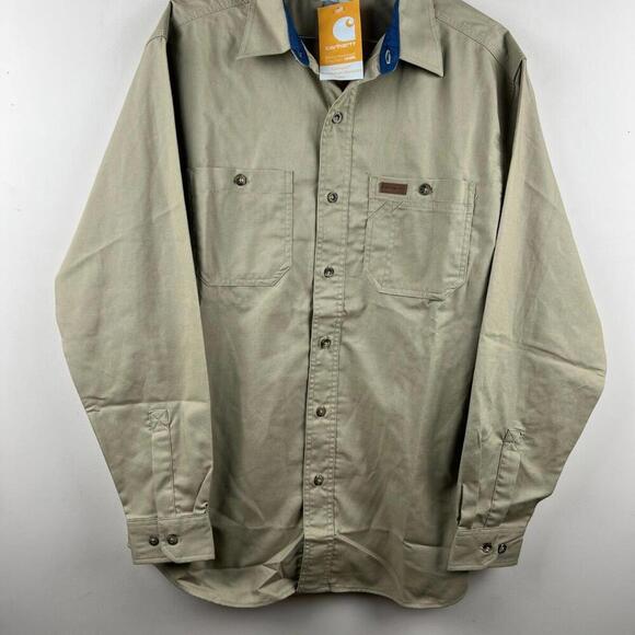 Carhartt Cintas Tradesman Workshirt 384 Khaki Button Down Shirt Men's M Workwear - Picture 1 of 8